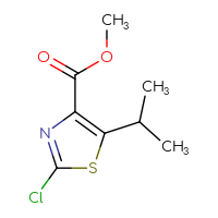 Chemical structure of methyl 2-chloro-5-(propan-2-yl)-1,3-thiazole-4-carboxylate - CSSB00000070046