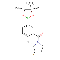 Chemical structure of 3-fluoro-1-[2-methyl-5-(4,4,5,5-tetramethyl-1,3,2-dioxaborolan-2-yl)benzoyl]pyrrolidine - CSSB02526924693