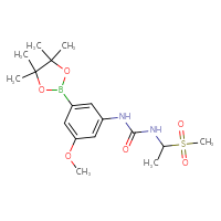 Chemical structure of 3-(1-methanesulfonylethyl)-1-[3-methoxy-5-(4,4,5,5-tetramethyl-1,3,2-dioxaborolan-2-yl)phenyl]urea - CSSB21332158541