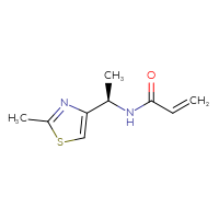 Chemical structure of N-[(1R)-1-(2-methyl-1,3-thiazol-4-yl)ethyl]prop-2-enamide - CSSB14927570611