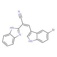 Chemical structure of (2Z)-2-(1H-1,3-benzodiazol-2-yl)-3-(5-bromo-1H-indol-3-yl)prop-2-enenitrile - CSSB00132482524