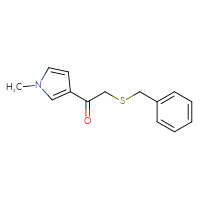 Chemical structure of 2-(benzylsulfanyl)-1-(1-methyl-1H-pyrrol-3-yl)ethan-1-one - CSSB00000257925