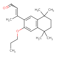 Chemical structure of 3-(5,5,8,8-tetramethyl-3-propoxy-5,6,7,8-tetrahydronaphthalen-2-yl)but-2-enal - CSSB20958670674