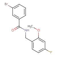 Chemical structure of 3-bromo-N-[(4-fluoro-2-methoxyphenyl)methyl]benzamide - CSSB01550980104