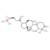 Chemical structure of (1S,3aR,3bR,5aR,9aR,9bR,11aR)-1-{4-[(2S)-3,3-dimethyloxiran-2-yl]but-1-en-2-yl}-3a,3b,6,6,9a-pentamethyl-hexadecahydro-1H-cyclopenta[a]phenanthren-7-one - CSSB00025756178