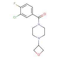 Chemical structure of 1-(3-chloro-4-fluorobenzoyl)-4-(oxetan-3-yl)piperazine - CSSB01847437477