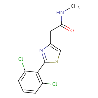 Chemical structure of 2-[2-(2,6-dichlorophenyl)-1,3-thiazol-4-yl]-N-methylacetamide - CSSB00136051185