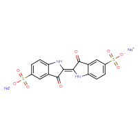 Chemical structure of disodium (E)-3,3'-dioxo-1H,1'H,3H,3'H-[2,2'-biindolylidene]-5,5'-disulfonate - CSSB00016991089
