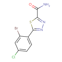 Chemical structure of 5-(2-bromo-4-chlorophenyl)-1,3,4-thiadiazole-2-carboxamide - CSSB15027605618