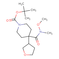 Chemical structure of tert-butyl 4-[methoxy(methyl)carbamoyl]-4-(oxolan-3-yl)piperidine-1-carboxylate - CSSB21151589730