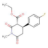Chemical structure of ethyl (3R,4S)-4-(4-fluorophenyl)-1-methyl-2,6-dioxopiperidine-3-carboxylate - CSSB00020625763