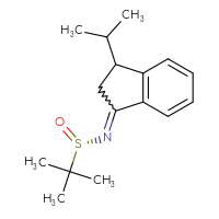 Chemical structure of (S)-2-methyl-N-[3-(propan-2-yl)-2,3-dihydro-1H-inden-1-ylidene]propane-2-sulfinamide - CSSB21332860119