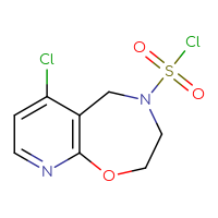Chemical structure of 6-chloro-2H,3H,4H,5H-pyrido[3,2-f][1,4]oxazepine-4-sulfonyl chloride - CSSB14959847716