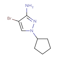 Chemical structure of 4-bromo-1-cyclopentyl-1H-pyrazol-3-amine - CSSB00011426360