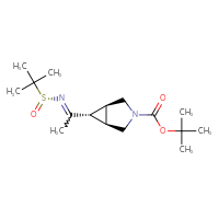 Chemical structure of tert-butyl (1R,5S,6S)-6-(1-{[(R)-2-methylpropane-2-sulfinyl]imino}ethyl)-3-azabicyclo[3.1.0]hexane-3-carboxylate - CSSB21332856478