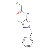 Chemical structure of N-(1-benzyl-4-chloro-1H-pyrazol-3-yl)-2-chloroacetamide - CSSB00010143143