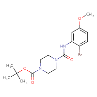 Chemical structure of tert-butyl 4-[(2-bromo-5-methoxyphenyl)carbamoyl]piperazine-1-carboxylate - CSSB00423726592