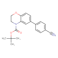 Chemical structure of tert-butyl 6-(4-cyanophenyl)-3,4-dihydro-2H-1,4-benzoxazine-4-carboxylate - CSSB03496568405
