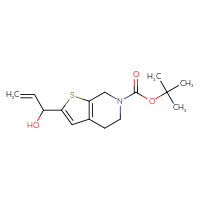 Chemical structure of tert-butyl 2-(1-hydroxyprop-2-en-1-yl)-4H,5H,6H,7H-thieno[2,3-c]pyridine-6-carboxylate - CSSB14971121950
