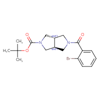Chemical structure of rac-tert-butyl (3aR,6aR)-5-(2-bromobenzoyl)-octahydropyrrolo[3,4-c]pyrrole-2-carboxylate - CSSB14843828896