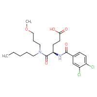 Chemical structure of (4R)-4-[(3,4-dichlorophenyl)formamido]-4-[(3-methoxypropyl)(pentyl)carbamoyl]butanoic acid - CSSB00000052303