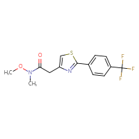 Chemical structure of N-methoxy-N-methyl-2-{2-[4-(trifluoromethyl)phenyl]-1,3-thiazol-4-yl}acetamide - CSSB02116000240