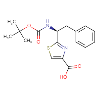 Chemical structure of 2-[(1S)-1-{[(tert-butoxy)carbonyl]amino}-2-phenylethyl]-1,3-thiazole-4-carboxylic acid - CSSB21323995488