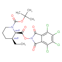 Chemical structure of rac-1-tert-butyl 2-(4,5,6,7-tetrachloro-1,3-dioxo-2,3-dihydro-1H-isoindol-2-yl) (2R,3S)-3-ethylpiperidine-1,2-dicarboxylate - CSSB20620684782