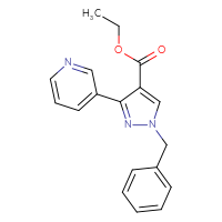 Chemical structure of ethyl 1-benzyl-3-(pyridin-3-yl)-1H-pyrazole-4-carboxylate - CSSB00162298431