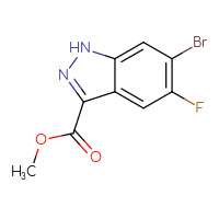 Chemical structure of methyl 6-bromo-5-fluoro-1H-indazole-3-carboxylate - CSSB06773557375