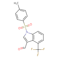 Chemical structure of 1-(4-methylbenzenesulfonyl)-4-(trifluoromethyl)-1H-indole-3-carbaldehyde - CSSB21332146334