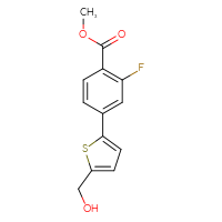 Chemical structure of methyl 2-fluoro-4-[5-(hydroxymethyl)thiophen-2-yl]benzoate - CSSB06587610561