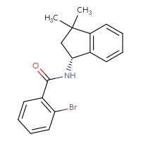 Chemical structure of 2-bromo-N-[(1R)-3,3-dimethyl-2,3-dihydro-1H-inden-1-yl]benzamide - CSSB21432561115