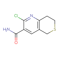 Chemical structure of 2-chloro-5H,7H,8H-thiopyrano[4,3-b]pyridine-3-carboxamide - CSSB01148676919