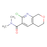 Chemical structure of 2-chloro-N,N-dimethyl-5H,6H,8H-pyrano[3,4-b]pyridine-3-carboxamide - CSSB01150688212