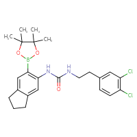 Chemical structure of 1-[2-(3,4-dichlorophenyl)ethyl]-3-[6-(4,4,5,5-tetramethyl-1,3,2-dioxaborolan-2-yl)-2,3-dihydro-1H-inden-5-yl]urea - CSSB21332137135