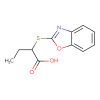 Chemical structure of 2-(1,3-benzoxazol-2-ylsulfanyl)butanoic acid - CSSB00000150026