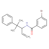 Chemical structure of 3-bromo-N-(4-methyl-4-phenylpent-1-en-3-yl)benzamide - CSSB21432560119