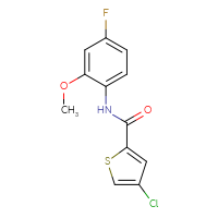 Chemical structure of 4-chloro-N-(4-fluoro-2-methoxyphenyl)thiophene-2-carboxamide - CSSB02007052231
