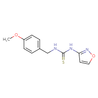 Chemical structure of 1-[(4-methoxyphenyl)methyl]-3-(1,2-oxazol-3-yl)thiourea - CSSB21432451189