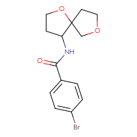 Chemical structure of 4-bromo-N-{1,7-dioxaspiro[4.4]nonan-4-yl}benzamide - CSSB02201287543
