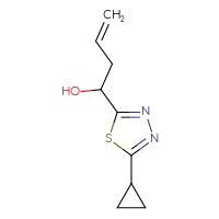 Chemical structure of 1-(5-cyclopropyl-1,3,4-thiadiazol-2-yl)but-3-en-1-ol - CSSB02127880705