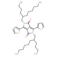 Chemical structure of 2,5-bis(2-butyloctyl)-3,6-bis(thiophen-2-yl)-1H,2H,4H,5H-pyrrolo[3,4-c]pyrrole-1,4-dione - CSSB06256029958