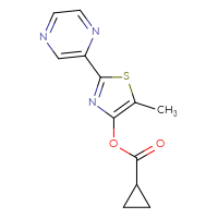 Chemical structure of 5-methyl-2-(pyrazin-2-yl)-1,3-thiazol-4-yl cyclopropanecarboxylate - CSSB00138423385