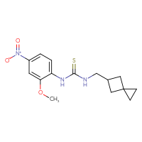 Chemical structure of 1-(2-methoxy-4-nitrophenyl)-3-({spiro[2.3]hexan-5-yl}methyl)thiourea - CSSB07050058958