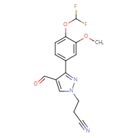 Chemical structure of 3-{3-[4-(difluoromethoxy)-3-methoxyphenyl]-4-formyl-1H-pyrazol-1-yl}propanenitrile - CSSB00000686410