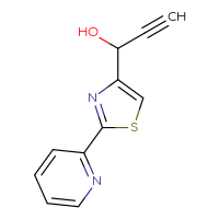 Chemical structure of 1-[2-(pyridin-2-yl)-1,3-thiazol-4-yl]prop-2-yn-1-ol - CSSB21246404291