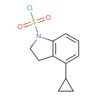 Chemical structure of 4-cyclopropyl-2,3-dihydro-1H-indole-1-sulfonyl chloride - CSSB14964743879