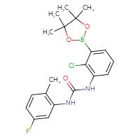 Chemical structure of 1-[2-chloro-3-(4,4,5,5-tetramethyl-1,3,2-dioxaborolan-2-yl)phenyl]-3-(5-fluoro-2-methylphenyl)urea - CSSB21332155467