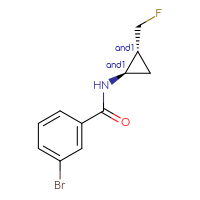 Chemical structure of rac-3-bromo-N-[(1R,2R)-2-(fluoromethyl)cyclopropyl]benzamide - CSSB21444812069